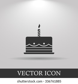 Birthday cake web icon. Flat design style eps 10