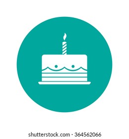 Birthday cake web icon. Flat design style eps 10
