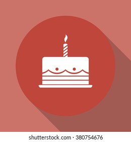 Birthday cake web icon. Flat design style eps 10