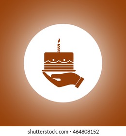 Birthday cake web icon. Flat design style eps 10