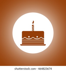 Birthday cake web icon. Flat design style eps 10