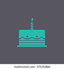 Birthday cake web icon. Flat design style eps 10