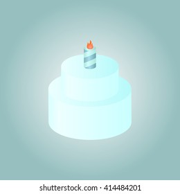 Birthday cake whith burning candles isolated on blue background - eps10 vector illustration. Vector Illustration.