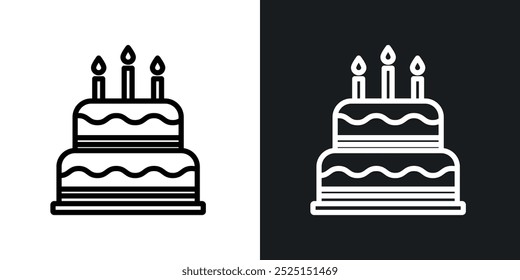 Birthday cakeline in Thin line black color. flat simple vector symbols illustration.