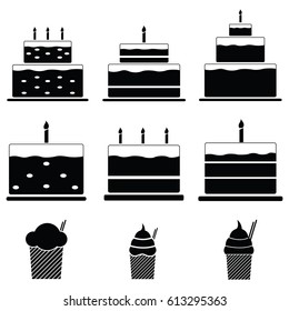 birthday cakes icon set.