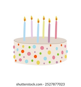 Birthday Cakes isolated on white. Vector for postcards and stickers flat illustration for celebration ,birthday party.