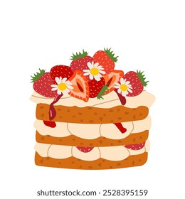 Birthday Cakes isolated on white. Vector for postcards and stickers flat illustration for celebration ,birthday party.