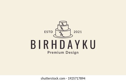 birthday cakes lines chocolate logo design vector icon symbol graphic illustration