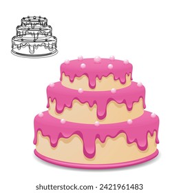 Birthday cakes vector design. Birthday cake with colorful and yummy flavor. Vector illustration party elements collection.