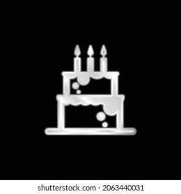 Birthday Cale With Candles silver plated metallic icon