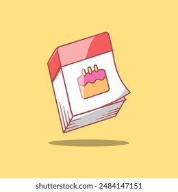 Calendario De Cumpleaños Con Pastel. Elemento de cumpleaños. Icono de ilustración de dibujos animados Vector.