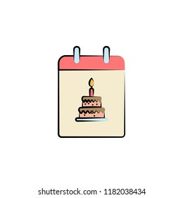 birthday in the calendar colored icon. Element of birthday icon for mobile concept and web apps. Color birthday in the calendar icon can be used for web and mobile on white background