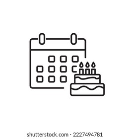 vector de icono de calendario de cumpleaños en fondo blanco.