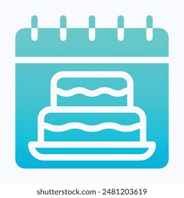Icono de calendario de cumpleaños, Vector de calendario de cumpleaños. Icono de Vector de degradado aislado.