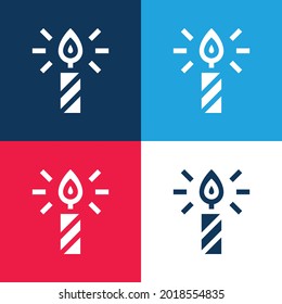 Birthday Candle blue and red four color minimal icon set