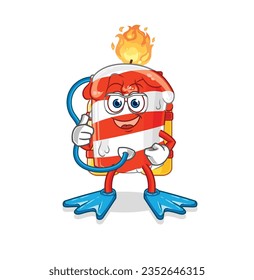 the birthday candle diver cartoon. cartoon mascot vector