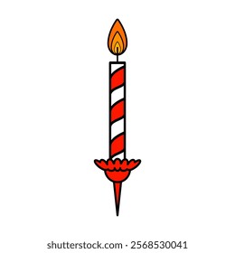 Birthday Candle with flame icon clip art vector illustration