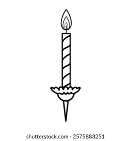 Birthday Candle with flame icon clip art outline vector illustration