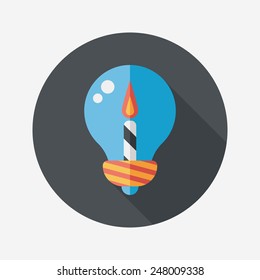 birthday candle flat icon with long shadow,eps10