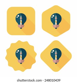 birthday candle flat icon with long shadow,eps10