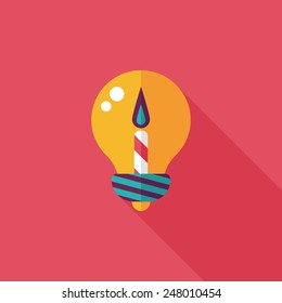 birthday candle flat icon with long shadow,eps10