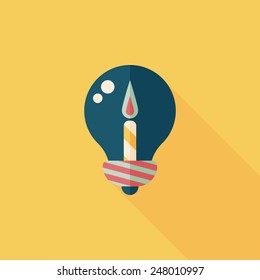 birthday candle flat icon with long shadow,eps10