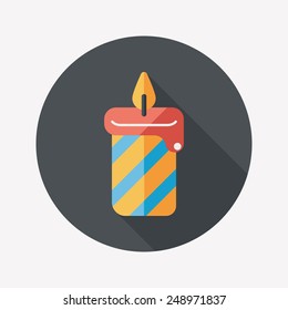 birthday candle flat icon with long shadow,eps10