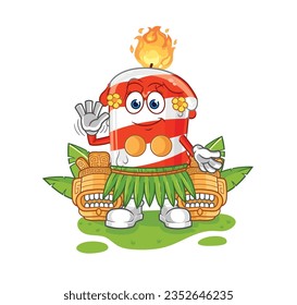 the birthday candle hawaiian waving character. cartoon mascot vector