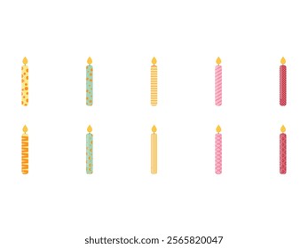 Birthday Candle Illustration Element Set