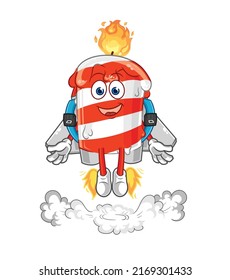 the birthday candle with jetpack mascot. cartoon vector