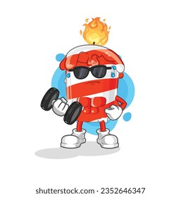the birthday candle lifting dumbbell vector. cartoon character