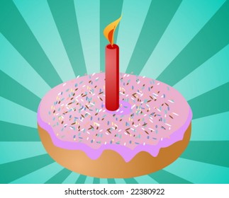 Birthday candle with lit candle festive illustration