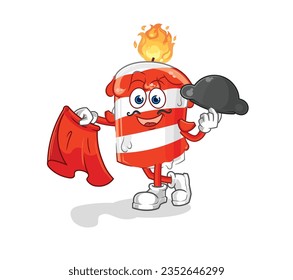 the birthday candle matador with red cloth illustration. character vector