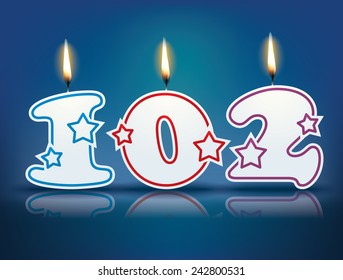 Birthday candle number 102 with flame - eps 10 vector illustration svg