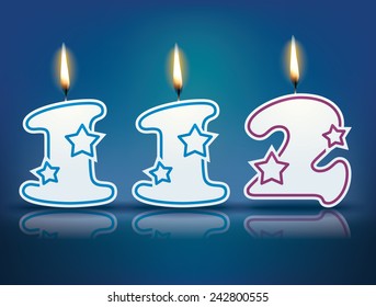 Birthday candle number 112 with flame - eps 10 vector illustration