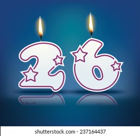 Birthday candle number 26 with flame - eps 10 vector illustration