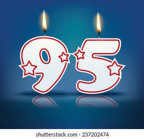 Birthday candle number 95 with flame - eps 10 vector illustration