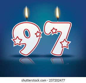 Birthday candle number 97 with flame - eps 10 vector illustration