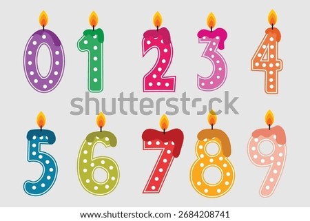 birthday candle number collection vector eps 10