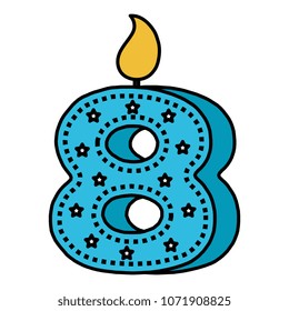 birthday candle with number eight