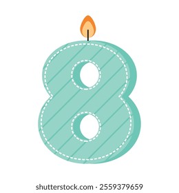 birthday candle number eight isolated