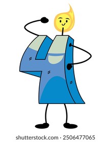 birthday candle number four cartoon isolated