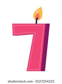 birthday candle number seven isolated