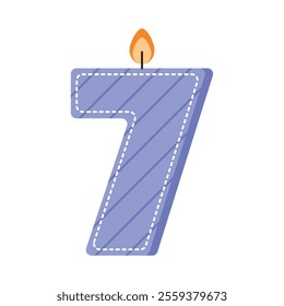 birthday candle number seven isolated