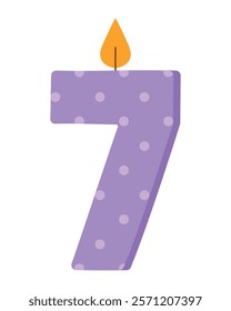 birthday candle number seven isolated