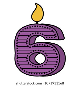 birthday candle with number six