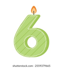 birthday candle number six isolated