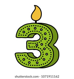 birthday candle with number three