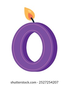 birthday candle number zero isolated