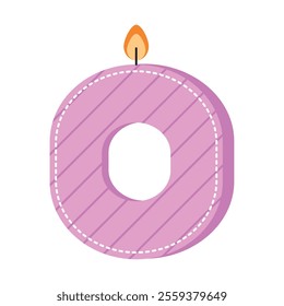 birthday candle number zero isolated